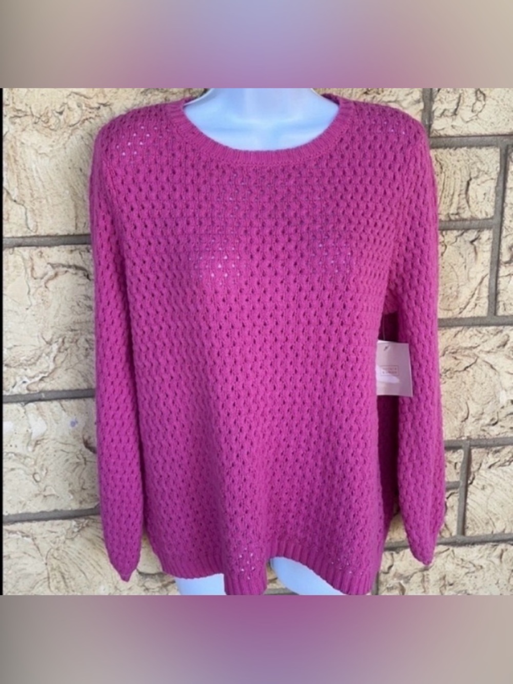 Pink Knit popcorn Sweater Oversized New NWT New
Size Med Y2k